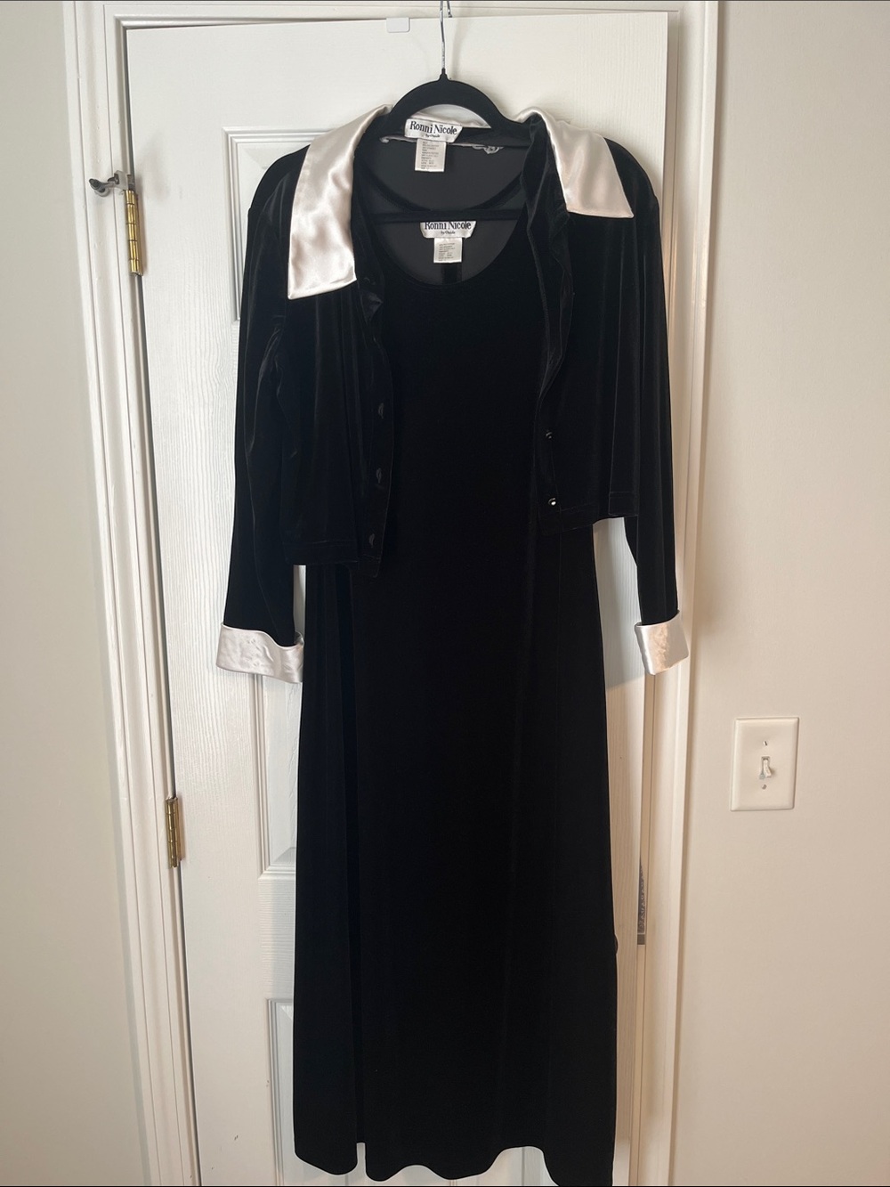 Vintage 2 piece set by Ronni Nicole Black Velvet Maxi Dress with jacket